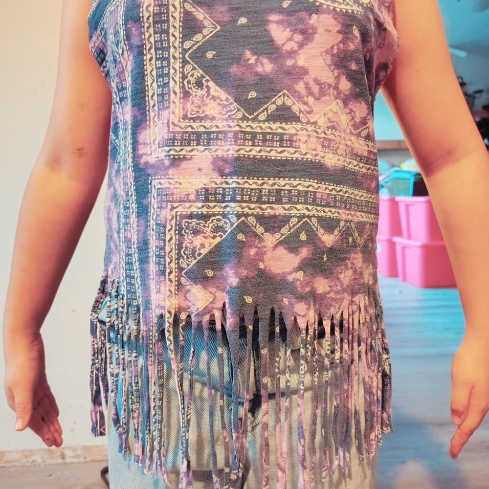 Purple Fringe Sleeveless Top